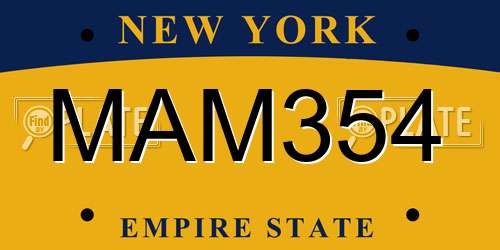 MAM354 New York License Plate