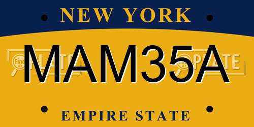 MAM35A New York License Plate