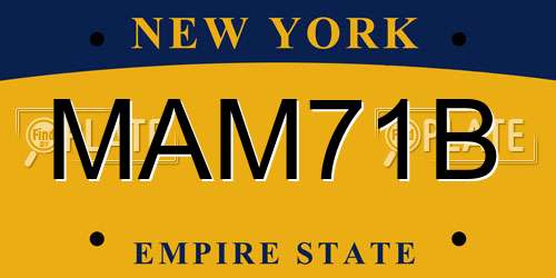 MAM71B New York License Plate