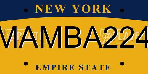 MAMBA224 New York License Plate