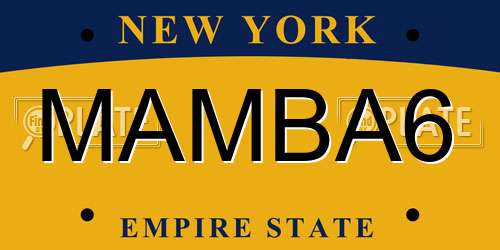 MAMBA6 New York License Plate