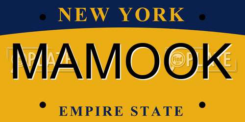 MAMOOK New York License Plate