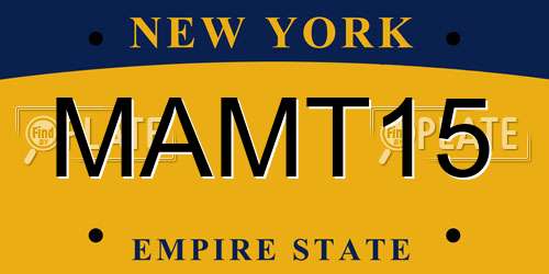 MAMT15 New York License Plate