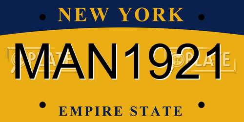 MAN1921 New York License Plate