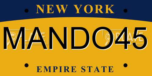 MANDO45 New York License Plate