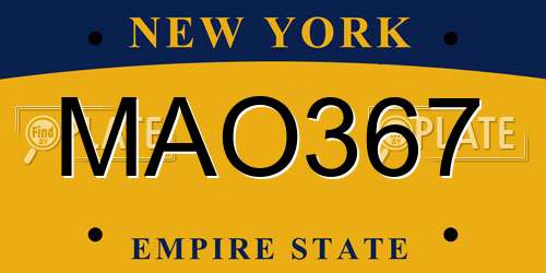 MAO367 New York License Plate