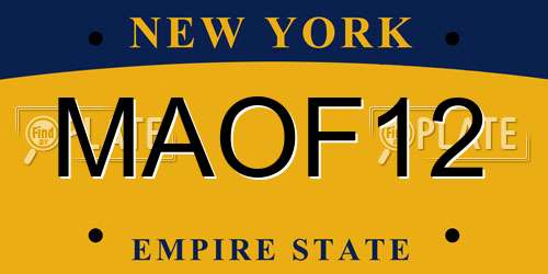 MAOF12 New York License Plate