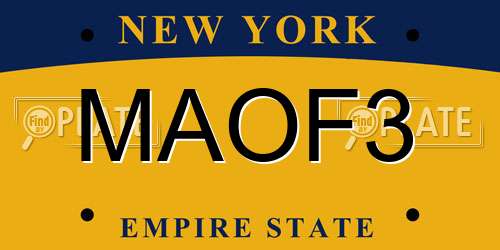 MAOF3 New York License Plate