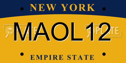 MAOL12 New York License Plate