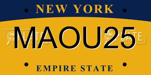 MAOU25 New York License Plate