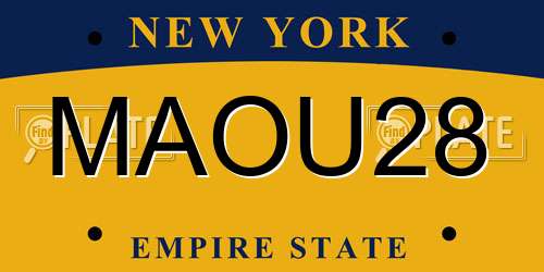 MAOU28 New York License Plate