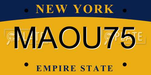 MAOU75 New York License Plate