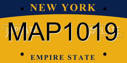 MAP1019 New York License Plate