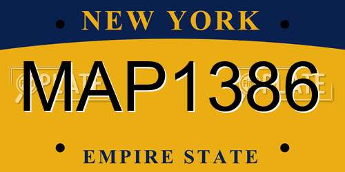 MAP1386 New York License Plate
