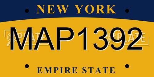 MAP1392 New York License Plate