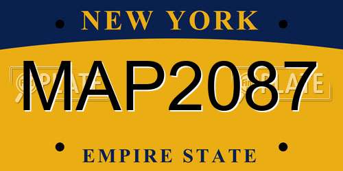 MAP2087 New York License Plate