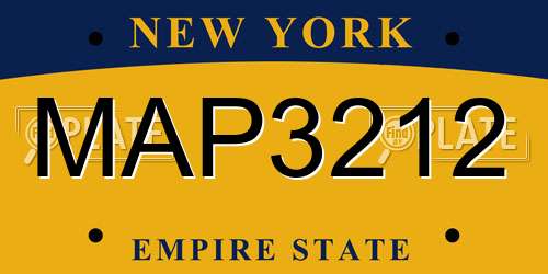 MAP3212 New York License Plate