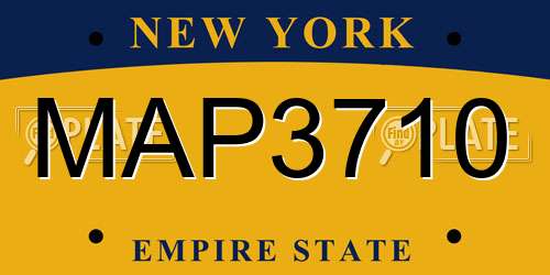 MAP3710 New York License Plate