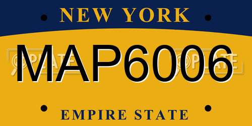 MAP6006 New York License Plate