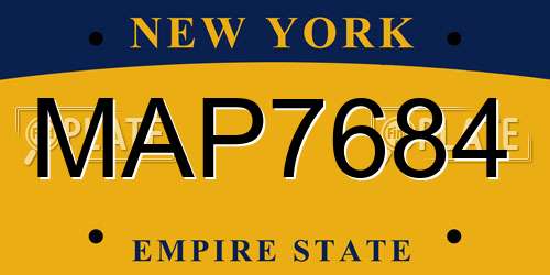 MAP7684 New York License Plate