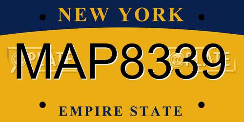 MAP8339 New York License Plate