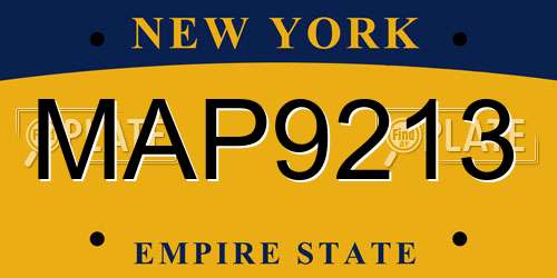 MAP9213 New York License Plate