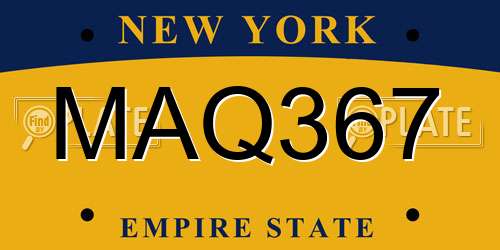 MAQ367 New York License Plate