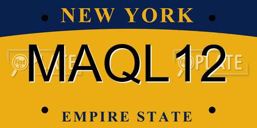 MAQL12 New York License Plate