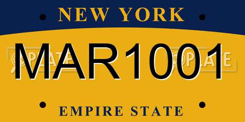 MAR1001 New York License Plate