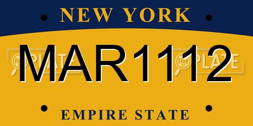 MAR1112 New York License Plate