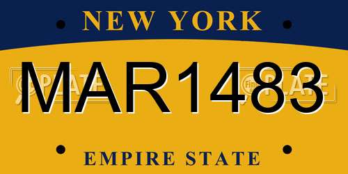 MAR1483 New York License Plate