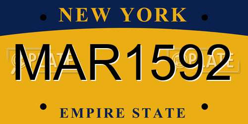 MAR1592 New York License Plate