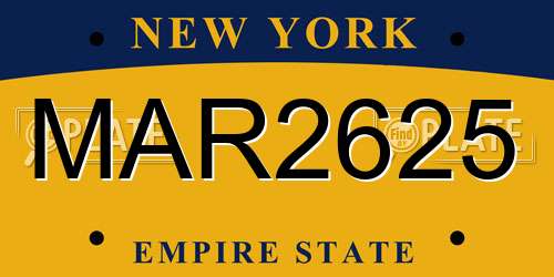 MAR2625 New York License Plate