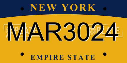 MAR3024 New York License Plate