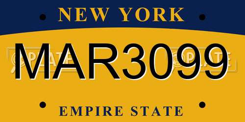 MAR3099 New York License Plate