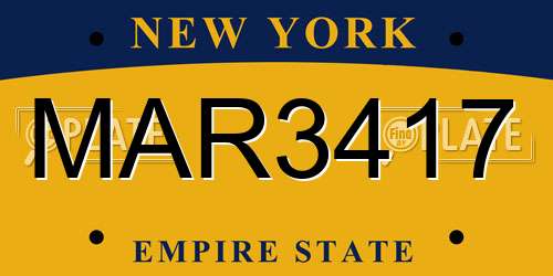 MAR3417 New York License Plate