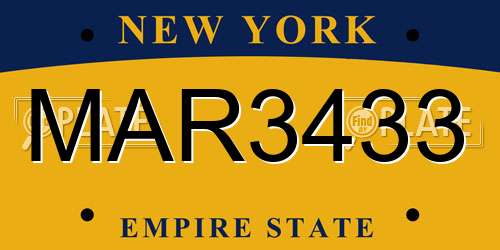 MAR3433 New York License Plate