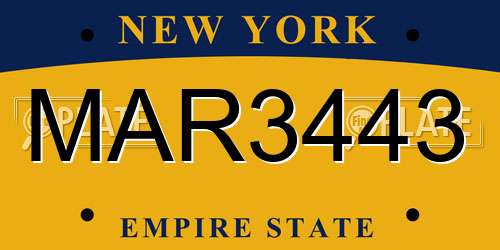 MAR3443 New York License Plate