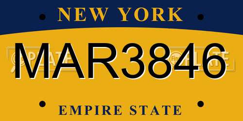 MAR3846 New York License Plate
