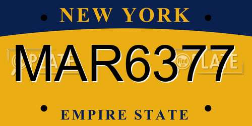 MAR6377 New York License Plate