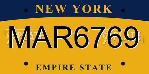 MAR6769 New York License Plate