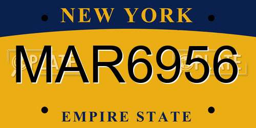 MAR6956 New York License Plate