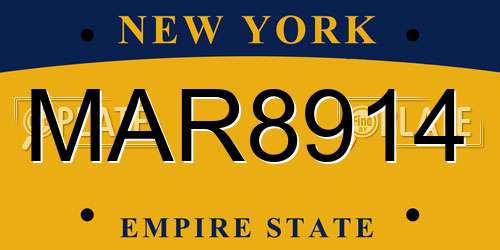 MAR8914 New York License Plate