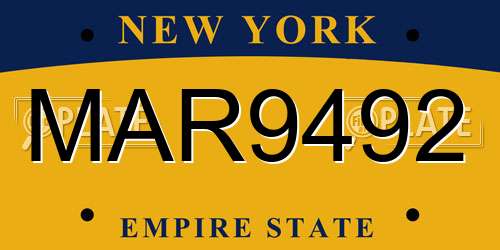 MAR9492 New York License Plate