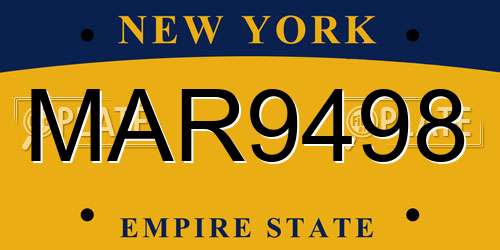 MAR9498 New York License Plate