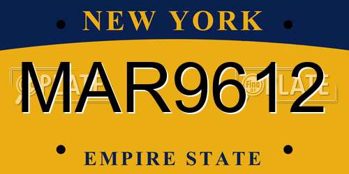 MAR9612 New York License Plate