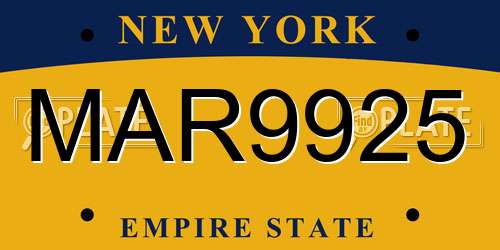 MAR9925 New York License Plate