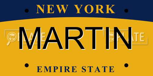 MARTIN New York License Plate