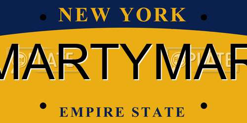 MARTYMAR New York License Plate