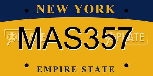 MAS357 New York License Plate